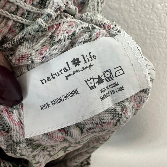 Natural Life Womens Angelina Floral Print Smocked Waist Front Slit Midi Skirt M - Picture 6 of 8